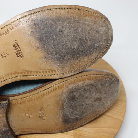 Blackstock & Weber Shoes Mens 11 Ellis Penny Loafers Blue Suede Goodyear Welted - Picture 6 of 11